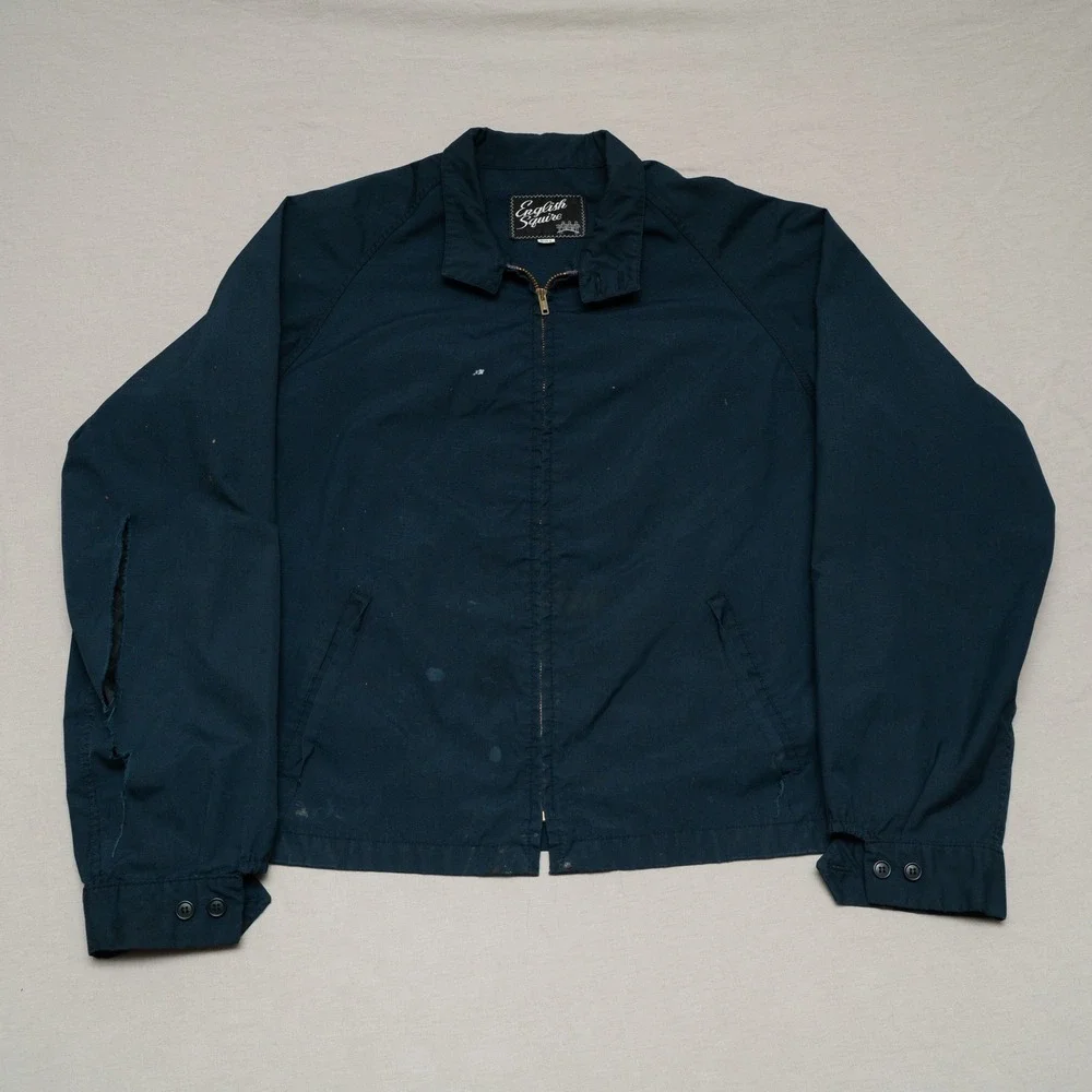 Vintage 60s 70s English Squire Thrashed‎ Cropped Work Jacket Talon Zip XXL